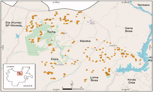 Figure 1. Map of the area under study (Dawuro zone) in southern Ethiopia Source: Author's sketch by using GPS data (2018).