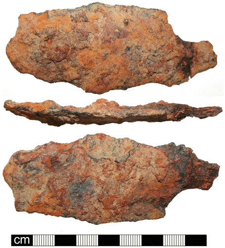 fig 4 The fragmentary iron remains of a large knife or narrow seax. Photograph by Rob Collins.