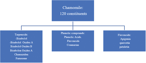 Figure 2. The composition of chamomile phytochemicals (Miraj and Alesaeidi Citation2016).