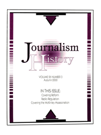 Cover image for Journalism History, Volume 26, Issue 3, 2000