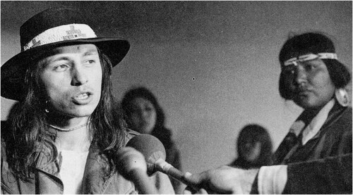 John Trudell speaking to the Press, John Ferry, Taking Alcatraz, 2015, film still, courtesy the director, photograph: Ilka Hartmann, 1970