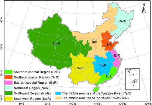Figure 1. Locations of ECE zones in China.
