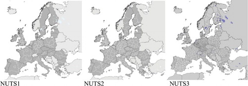 Figure 1. Spatial distribution of NUTS across the EU member states.