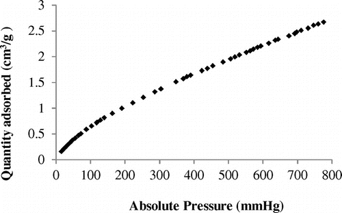 Figure 3. Adsorption isotherm of CO2 on silt at 295 K.