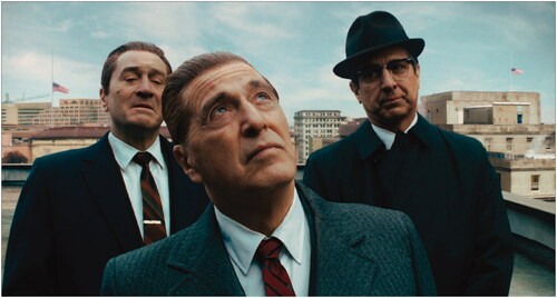 The Irishman (2019). Directed by Martin Scorsese. Shown from left: Robert De Niro, Al Pacino, Ray Romano. Photo courtesy of Netflix/Photofest.