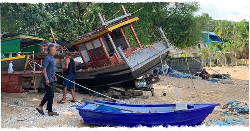 Figure 7. Some of the fishermen and their boats and gear at Baan Bang Krasae.