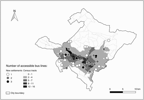 Figure 5. Spatial accessibility of the bus network in L’Aquila. Source: own elaboration