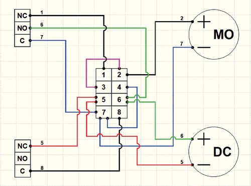 Figure 5. A circuit diagram demonstrating the configuration of electric components of the planar oscillation mechanism. Adapted from CheesyCam DIY videos and photography projects.