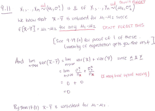 Figure 2: Example of edits made to an in-class homework problem for which students received credit. All text in black ink is exactly as written by the students in class. Text in red ink was added by the author to illustrate how to make the solution complete.