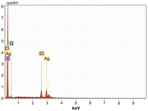Figure 10 Energy dispersive x-ray spectroscopy of silver nanoparticles synthesized by Trianthema decandra root extract.