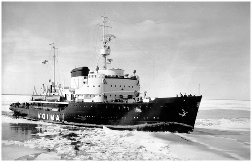 Figure 4. Icebreaker ‘Voima’ on the Gulf of Finland in the winter of 1954. Source: © [Niilo Aljasalo, Wärtsilä Helsinki Shipyard, FMM collections, published with CC BY 4.0 licence]. Reproduced with the permission of the Finnish Maritime Museum.