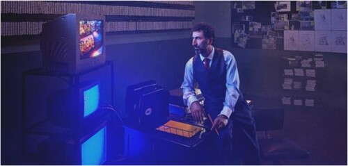 Figure 1. Promotional photography of ‘Because the Night’, showing the security room containing logs, dossiers and VHS tapes available for audience interaction