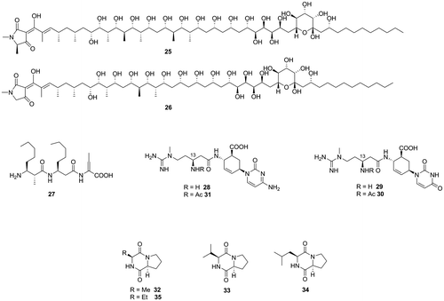 Fig. 2. Aflatoxin production inhibitors from microbial metabolites and related compounds.