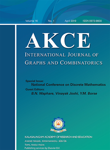 Cover image for AKCE International Journal of Graphs and Combinatorics, Volume 16, Issue 1, 2019