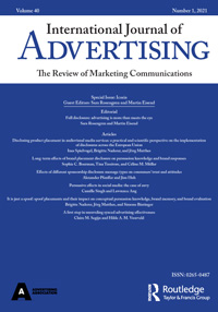 Cover image for International Journal of Advertising, Volume 40, Issue 1, 2021