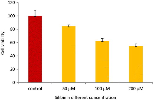 Figure 2. Cell viability of SKOV-3 cells after 48 h of silibinin treatment.