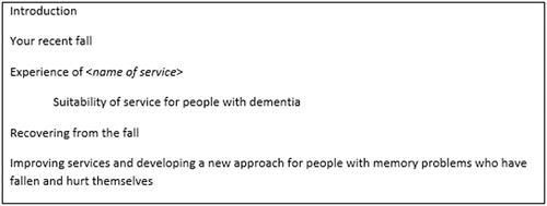 Figure 2. Topic guide for service users and carers.