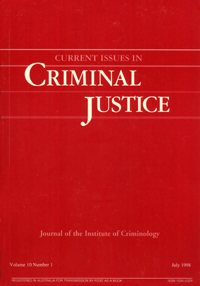 Cover image for Current Issues in Criminal Justice, Volume 10, Issue 1, 1998