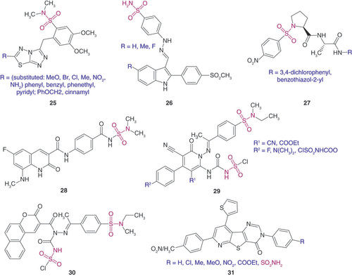 Figure 6. Sulfonamides effective against methicillin-resistant Staphylococcus aureus that are not 4-aminobenzenesulfonamide derivatives (part I).