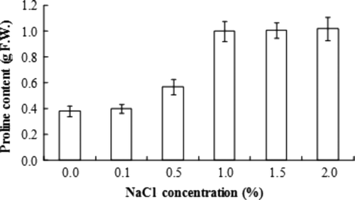 Figure 4. Proline content of salt-resistant A. altissima callus.