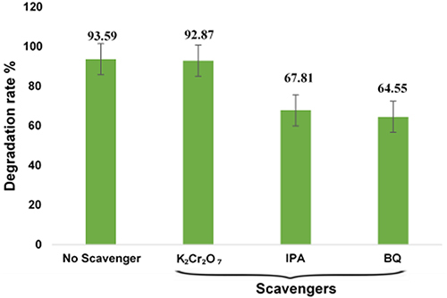 Figure 15 Examining the effect of distinct scavengers on the degradation of AB10B using CuO-1.