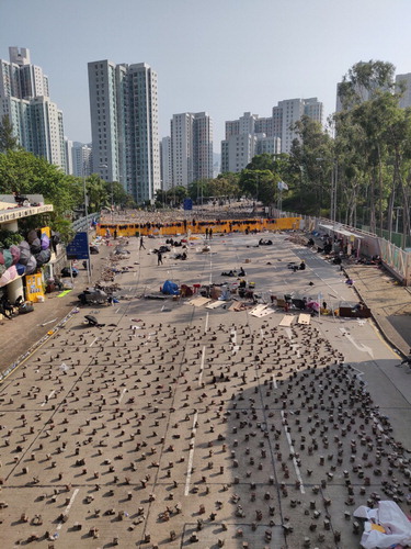 Figure 5: Improvised road barriers around Hong Kong Baptist University when protesters occupied the campus in November 2019 (Source: Lachlan Barber).