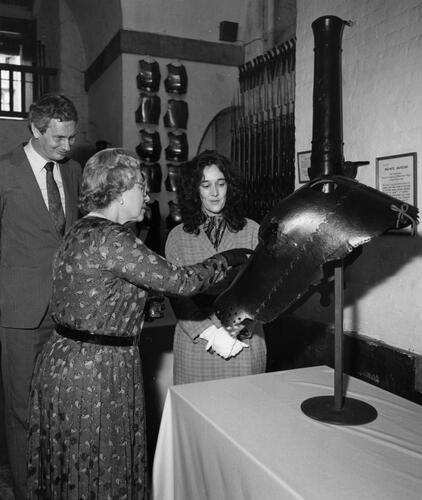 FIGURE 1. The Warwick Shaffron, being inspected by Queen Elizabeth II at the Tower of London. Image: courtesy of the Royal Armouries.