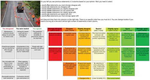 Figure 3. Web-based tool for Q methodology.