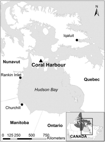 Fig. 3.  Locator map of case study site Coral Harbour, Nunavut, Canada.