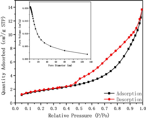 Figure 7. N2 adsorption-desorption and pore size distribution curve.