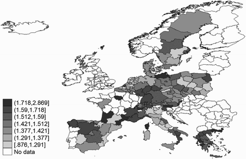 Figure 3: Regional variance in families’ social networks based on spatial proximity