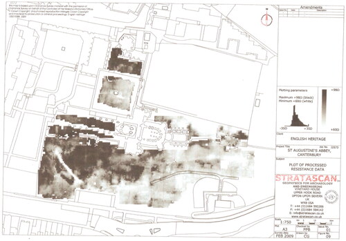 Fig. 3. Resistance survey of St Augustine’s Abbey© Historic England. Geophysical survey data conducted by Stratascan for English Heritage