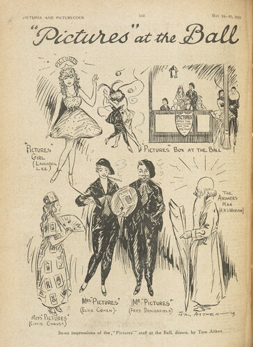 Figure 6 Tom Aitken, ‘Some impressions of the “Pictures” staff at the Ball’. Anon., ‘“Pictures” at the Ball’, Pictures and Picturegoer 16.276 (24–31 May 1919), 542. © British Library Board (General Reference Collection LOU.LON 416).