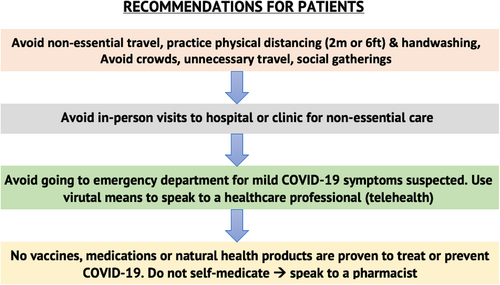 Fig. 1 Recommendations for patients to help limit to spread of COVID-19. Following these steps will enable efficient use of healthcare resources [Citation2]. Source: “Choosing Wisely COVID-19 Recommendations”