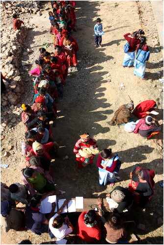 Figure 1. Patients are lining up for registration in a health camp in the south of Dhading District, Nepal. Picture: By author.
