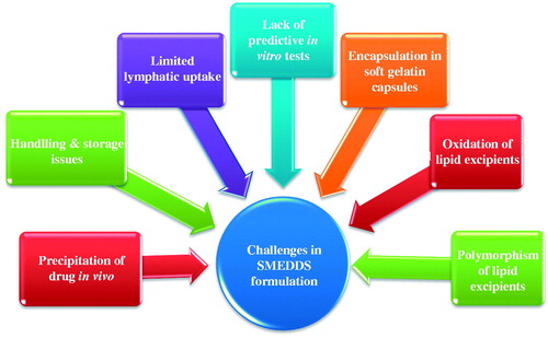Figure 1 Challenges in SMEDDS formulation.