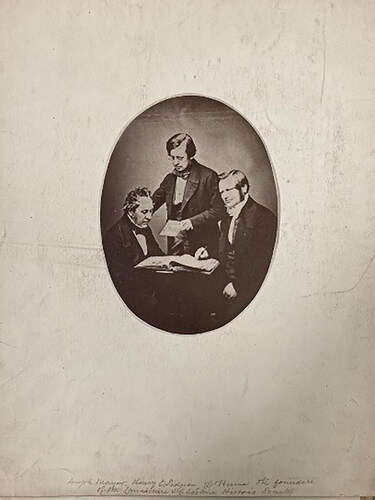 Figure 9. The founders of the Historic Society of Lancashire and Cheshire (1848): Joseph Mayer, the artist Henry Clark Pidgeon and Rev. Abraham Hume. LRO 920 MAY, Box 3, Acc. 2528.8. Courtesy of Liverpool Central Library and Archives.