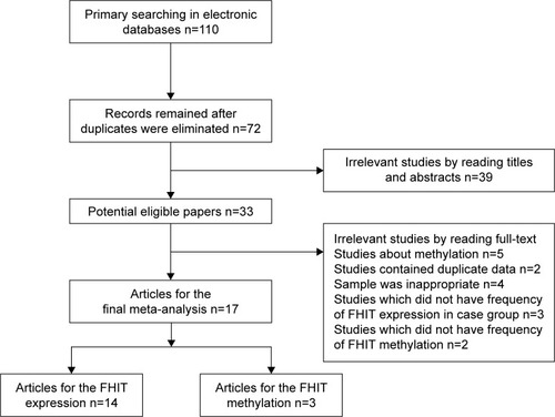 Figure 1 Flow diagram of the eligible literature search.