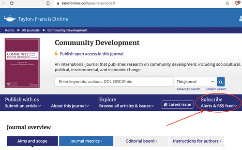 Figure 1. How to subscribe to journal alerts.