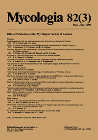 Cover image for Mycologia, Volume 82, Issue 3, 1990