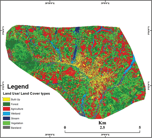 Figure 10. Major land use types classified from the sentinel-2A image.