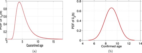 Figure 2. The functions of γ2(θ) and δ2(b): (a) The function of γ2(θ) and (b) the function of δ2(b).