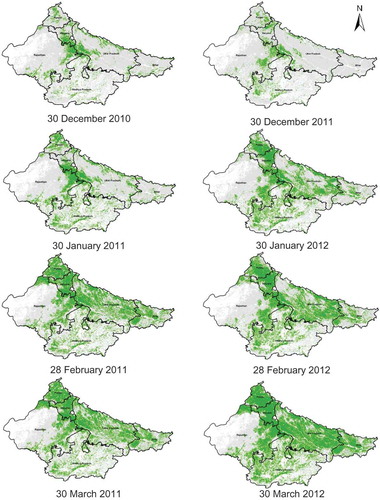 Figure 9. Spatial distribution for progress of rabi cropped area.