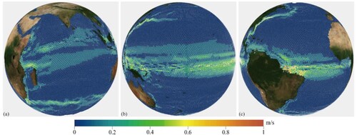 Figure 6. The 9-year mean sea surface currents in the global oceans.
