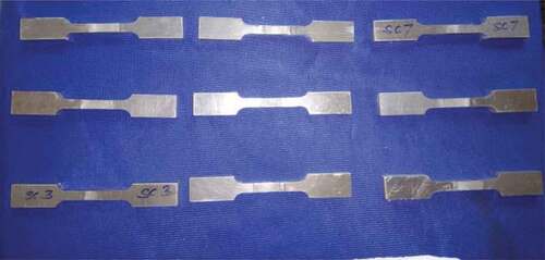 Figure 4. Specimens of the tensile test as per ASTME8