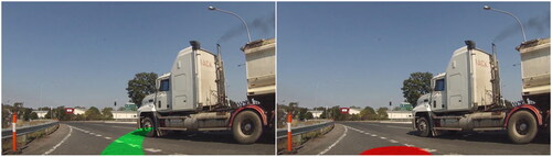 Figure 4. The photos used to explain an unsafe manoeuvre (left) and a safe manoeuvre (right).