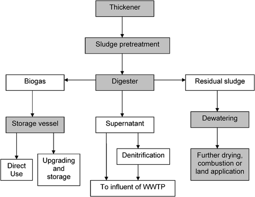 Figure 1 Process flow chart of the sludge processing steps.