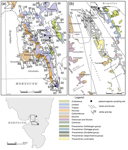 Fig. 2  Locations of sampling sites (map modified from Birkenmajer Citation1990; Ohta & Dallmann Citation1994).