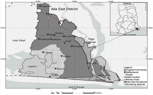 Figure 2. Map of Ghana showing the Ada East District.