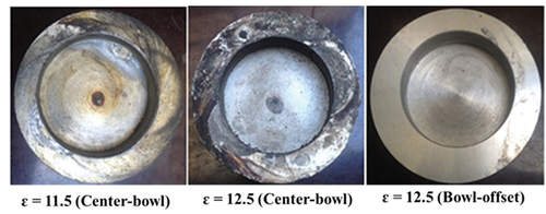 Figure 3. The photo of three-piston bowl tops.